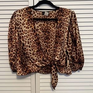 Animal print throw on blouse
